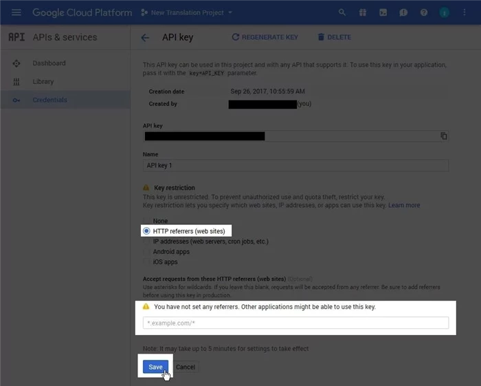 4. Giới hạn khóa API của bạn cho một trang web cụ thể