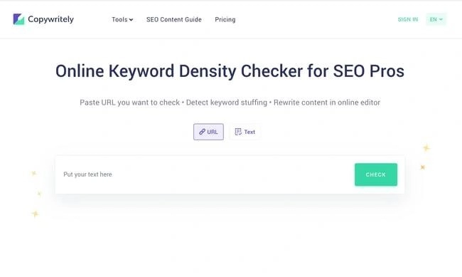 3. Copywritely Keyword Density Checker